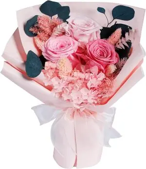 Preserved Flowers Bouquets, Pink Flowers, Flowers for Delivery Prime, Natural Real Long Lasting Roses and Flowers