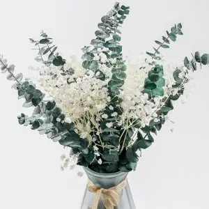 20+Pcs Dried Baby Breath Flowers Eucalyptus Bouquets - Natural Real Bouquets,17” Gypsophila Eucalyptus Stems Bulk Wedding Floral Arrangement Party Home Decoration,Bridal Bouquet Home Vase
