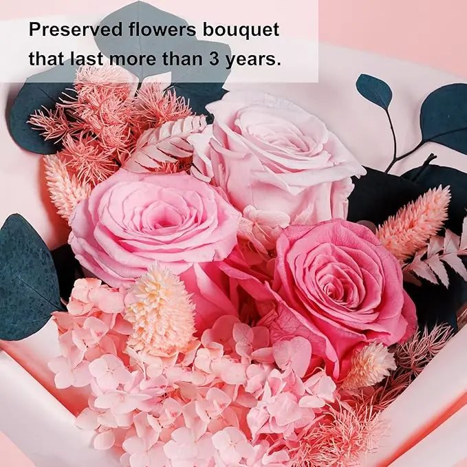 Preserved Flowers Bouquets, Pink Flowers, Flowers for Delivery Prime, Natural Real Long Lasting Roses and Flowers - Image 3